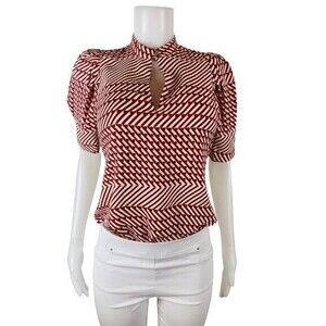 F. Joie Top Size S Multicolor Blouse Short Sleeve High Neck